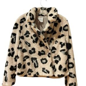 Le Lis Cream and Black Faux Fur Coat